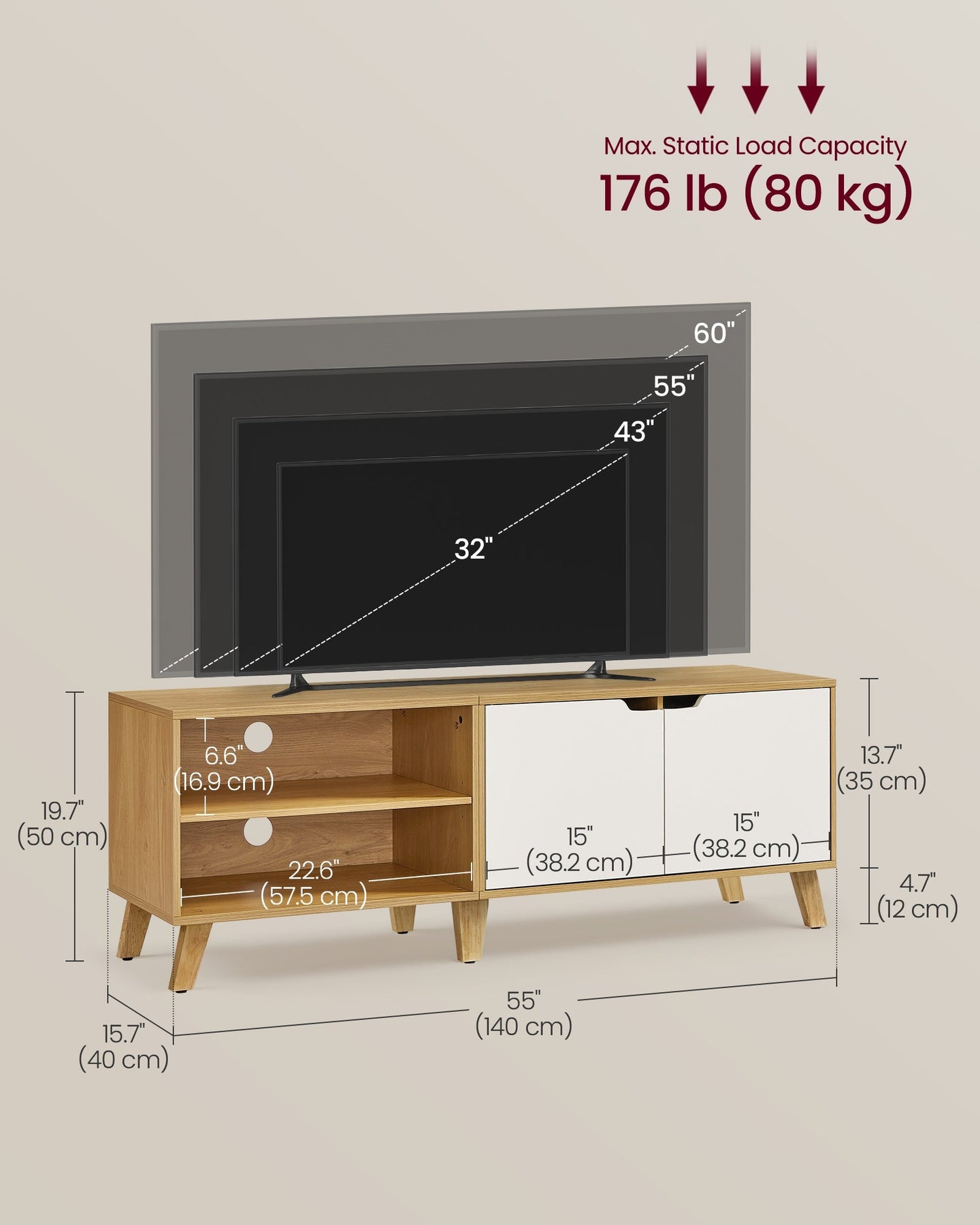TV Cabinet - Wood - Straw Yellow - Adjustable Shelves