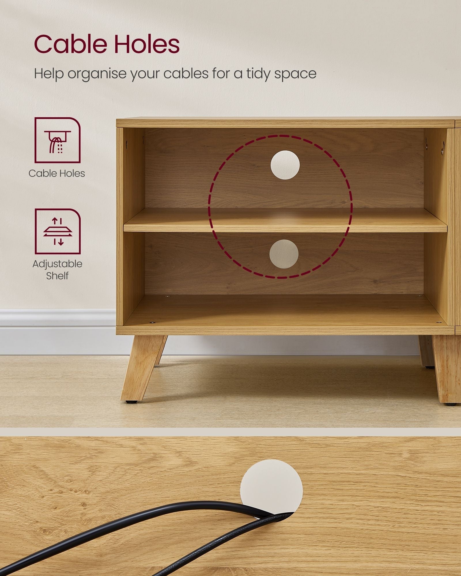 TV Cabinet - Wood - Straw Yellow - Adjustable Shelves