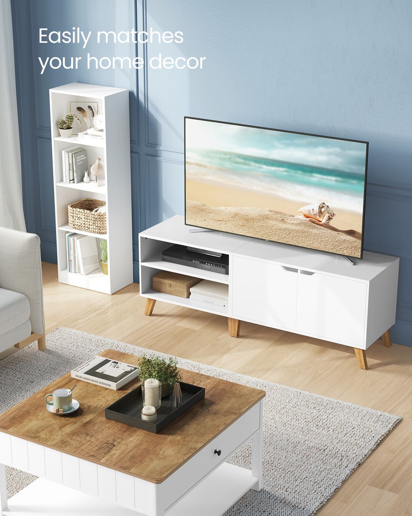 TV Stand - Wood - Rustic Brown - Adjustable Shelves