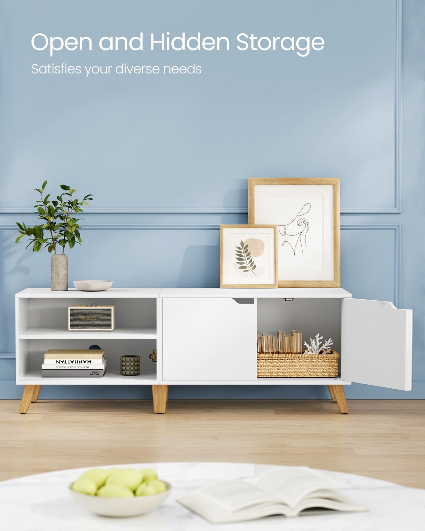 TV Stand - Wood - Rustic Brown - Adjustable Shelves