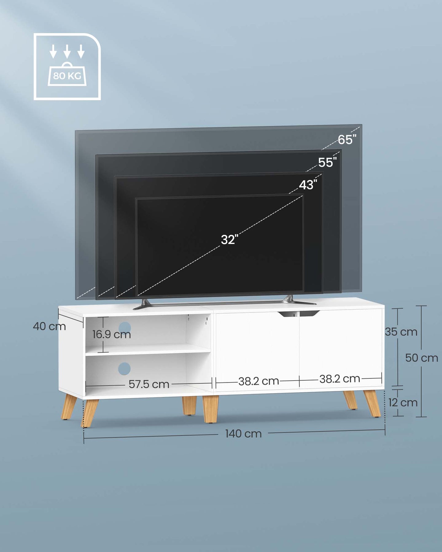 TV Stand - Wood - Rustic Brown - Adjustable Shelves