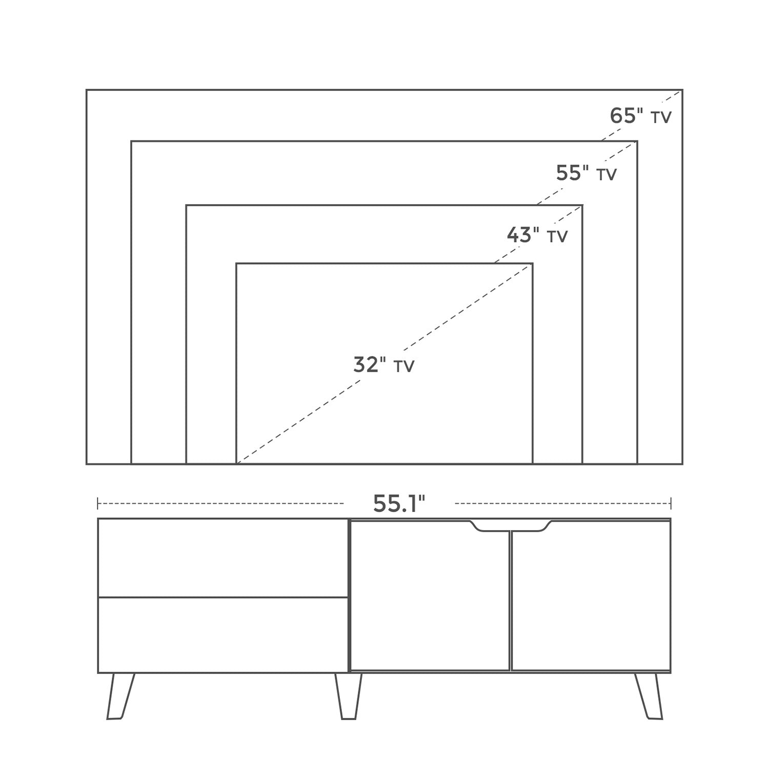 TV Cabinet - Engineered Wood - Rustic Brown - Suitable for TVs up to 60 Inches with Adjustable Shelves