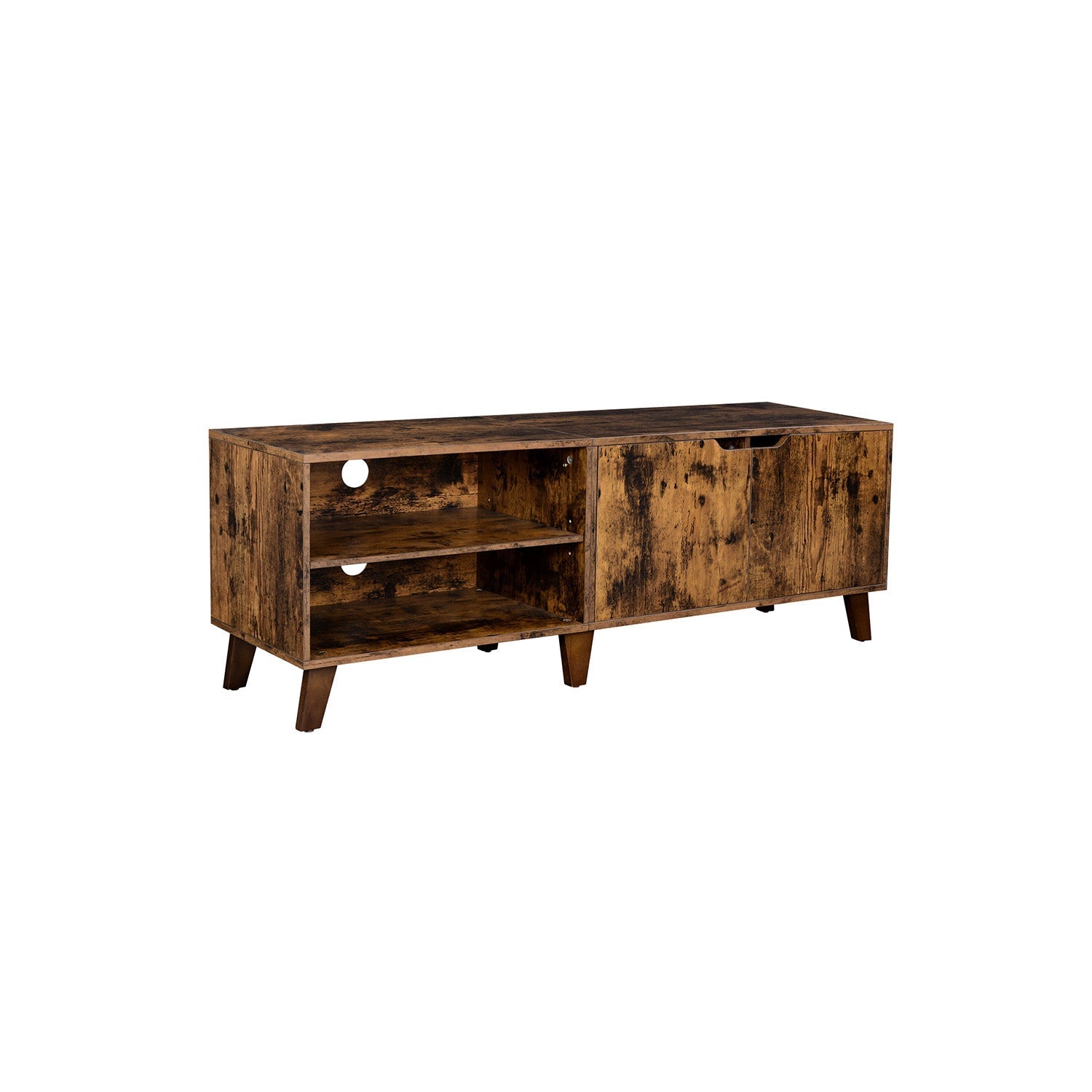 TV Cabinet - Engineered Wood - Rustic Brown - Suitable for TVs up to 60 Inches with Adjustable Shelves