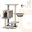 Cat Tree - Plywood - Light Grey - Features Scratching Post and Hammock