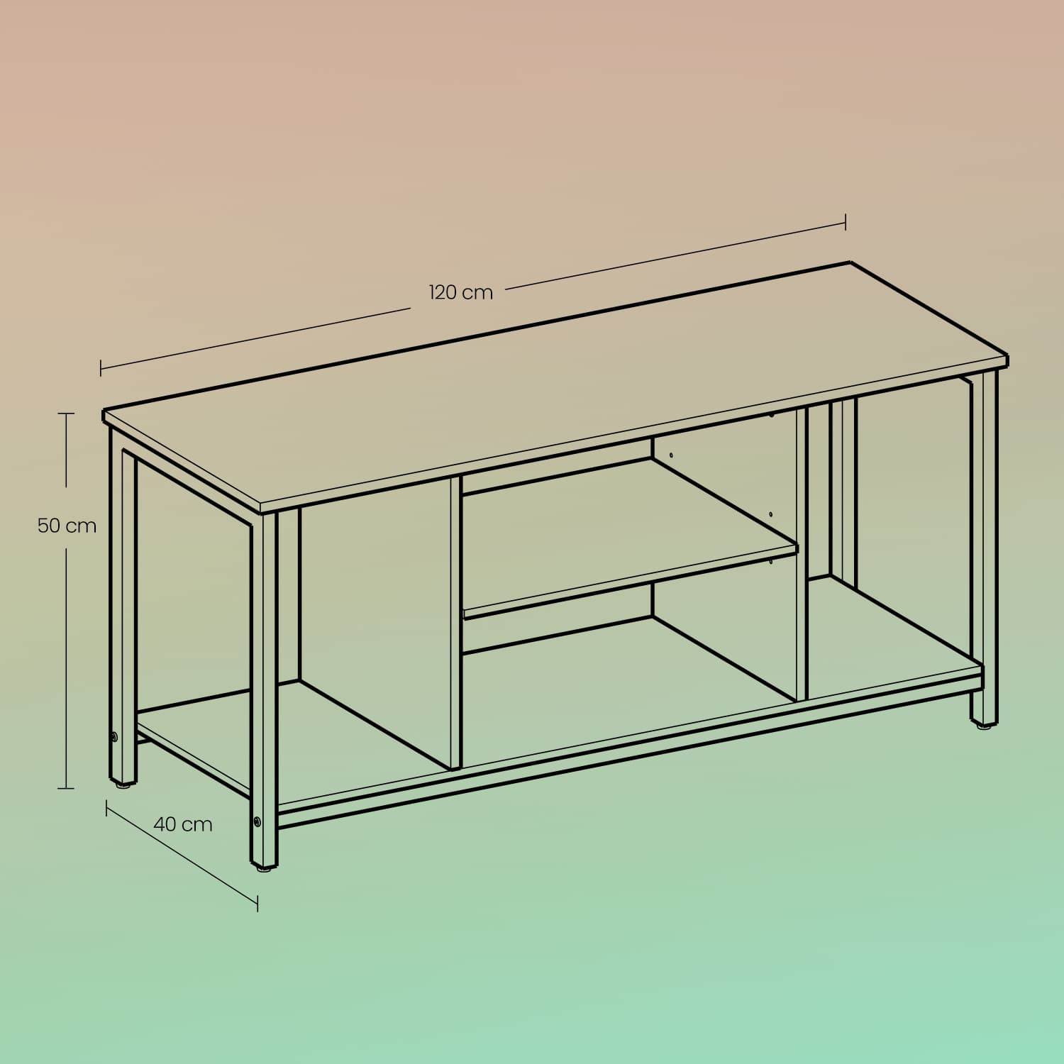 TV Stand - Engineered Wood - Rustic Brown - Open Shelves Design for Living Room