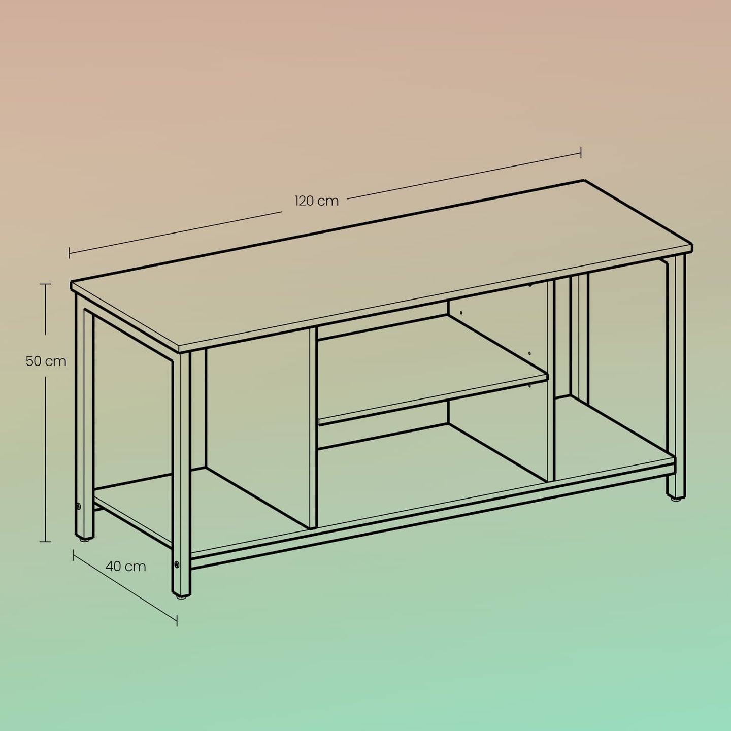 TV Stand - Engineered Wood - Rustic Brown - Open Shelves Design for Living Room