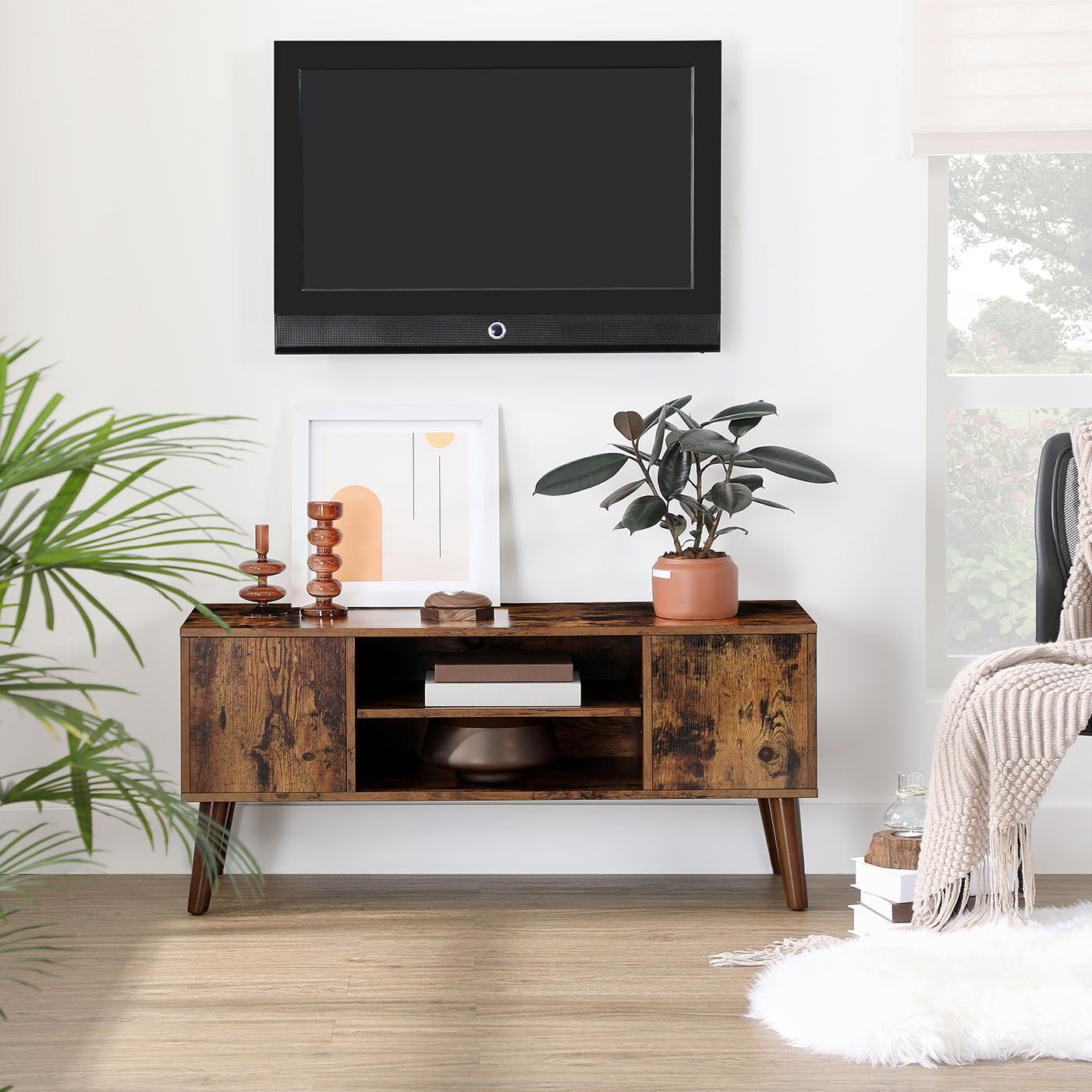 Retro TV Stand - Wood - Dark Brown