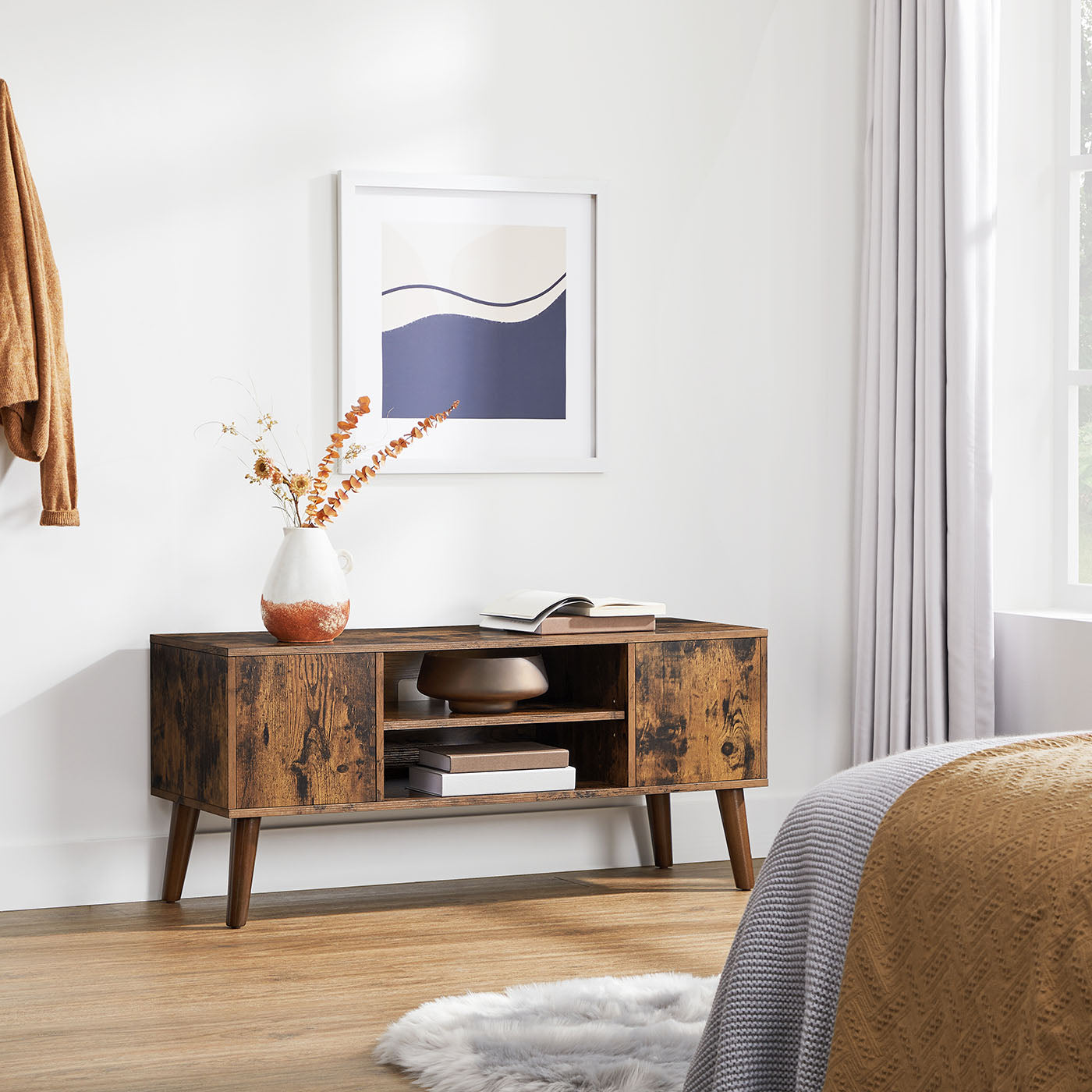 Retro TV Stand - Wood - Dark Brown