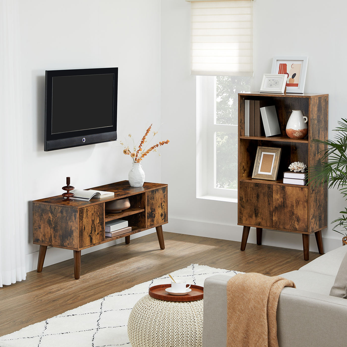 Retro TV Stand - Wood - Dark Brown
