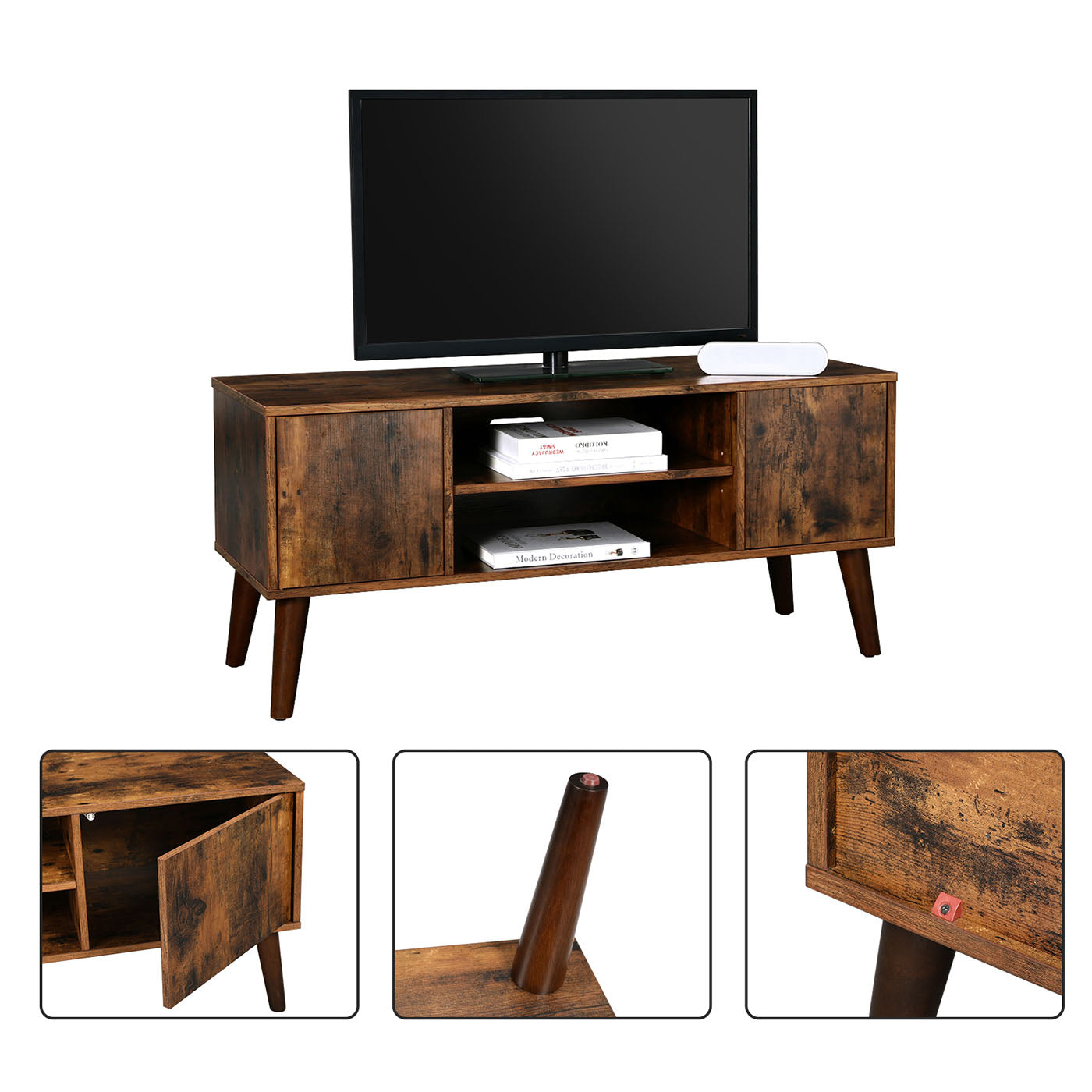Retro TV Stand - Wood - Dark Brown