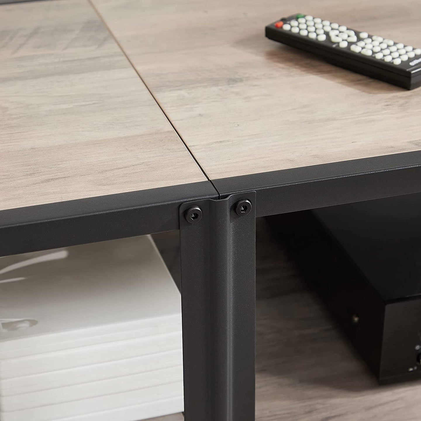 TV Stand Unit - Steel - Rustic Brown and Black - 3-Tier Design for 60-Inch TVs