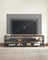 TV Stand - Steel Frame - Rustic Brown and Black - Suitable for TVs up to 75 Inches with Shelves