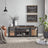 TV Stand - Wood - Rustic Brown and Black - Multi-Tier Design with Open Storage Shelves