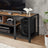 TV Stand - Wood - Rustic Brown and Black - Multi-Tier Design with Open Storage Shelves