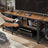 TV Stand - Wood - Rustic Brown and Black - Multi-Tier Design with Open Storage Shelves