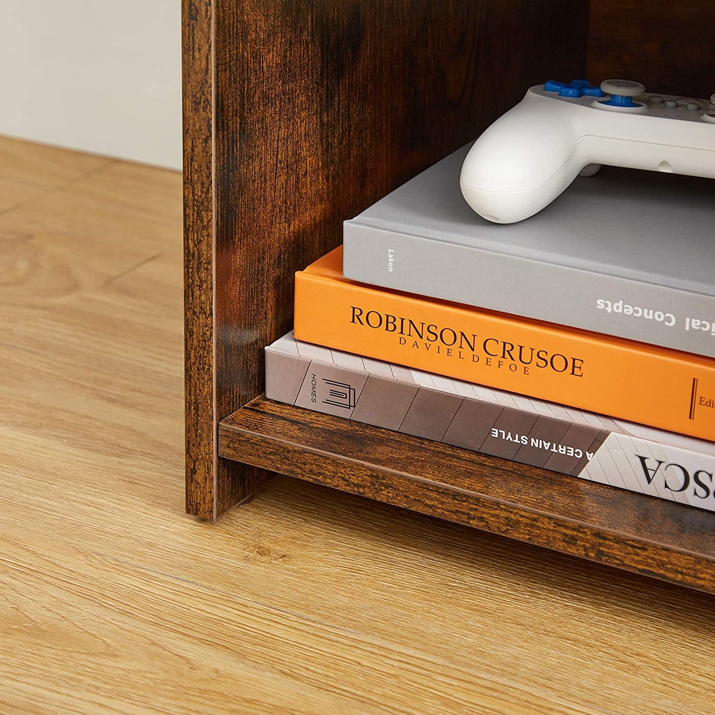 TV Stand - Engineered Wood - Rustic Brown - Adjustable Shelves with 7 Open Compartments