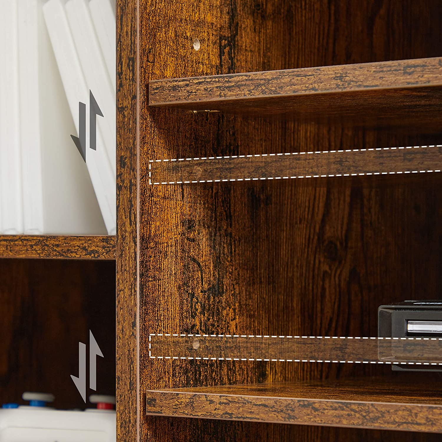 TV Stand - Engineered Wood - Rustic Brown - Adjustable Shelves with 7 Open Compartments