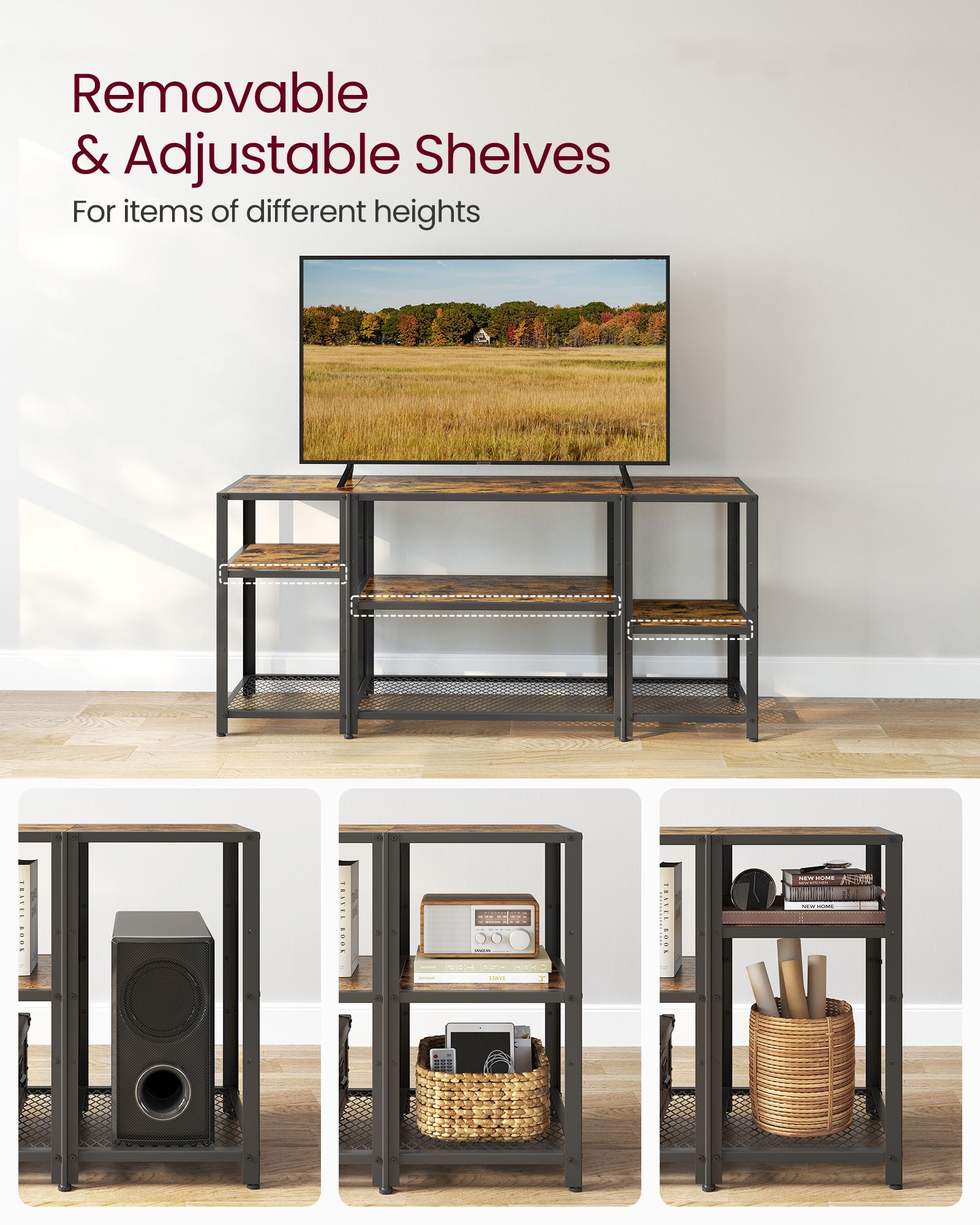 TV Stand - Wood - Rustic Brown
