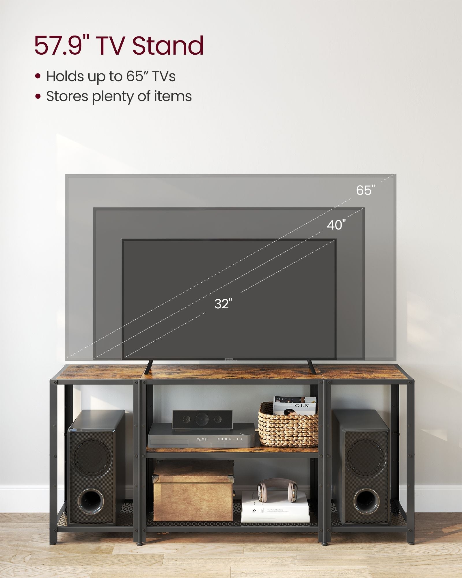 TV Stand - Wood - Rustic Brown