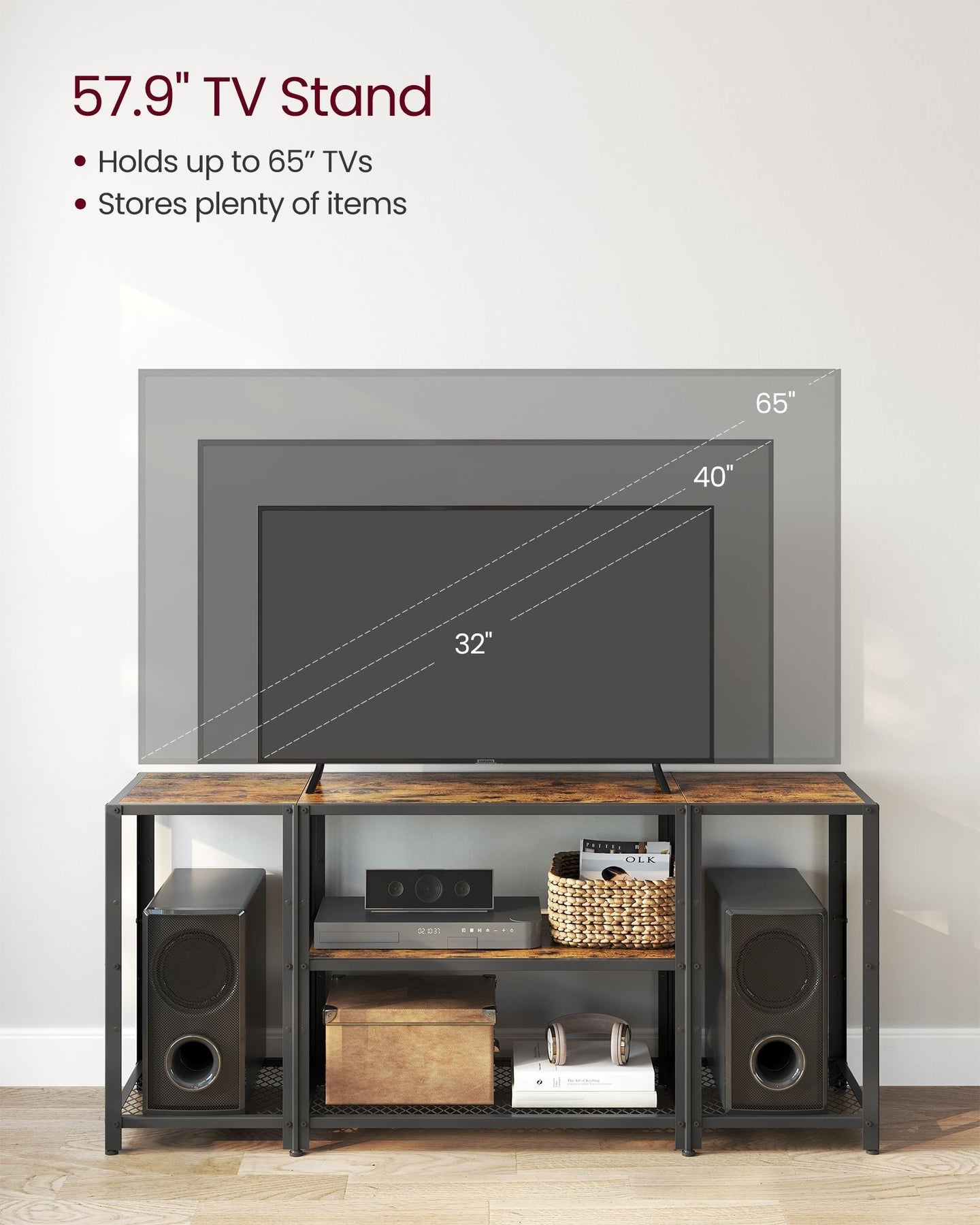 TV Stand - Wood - Rustic Brown