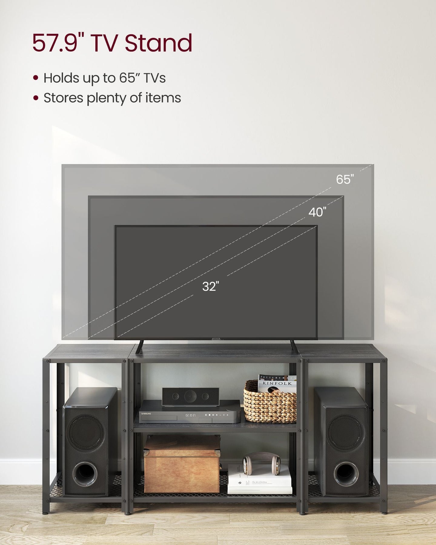 TV Stand - Engineered Wood - Charcoal Grey