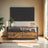 Media Console Table - Steel - Rustic Brown and Black