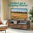 Media Console Table - Steel - Rustic Brown and Black