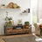 Media Console Table - Steel - Rustic Brown and Black - 2 Drawers and Storage Shelves