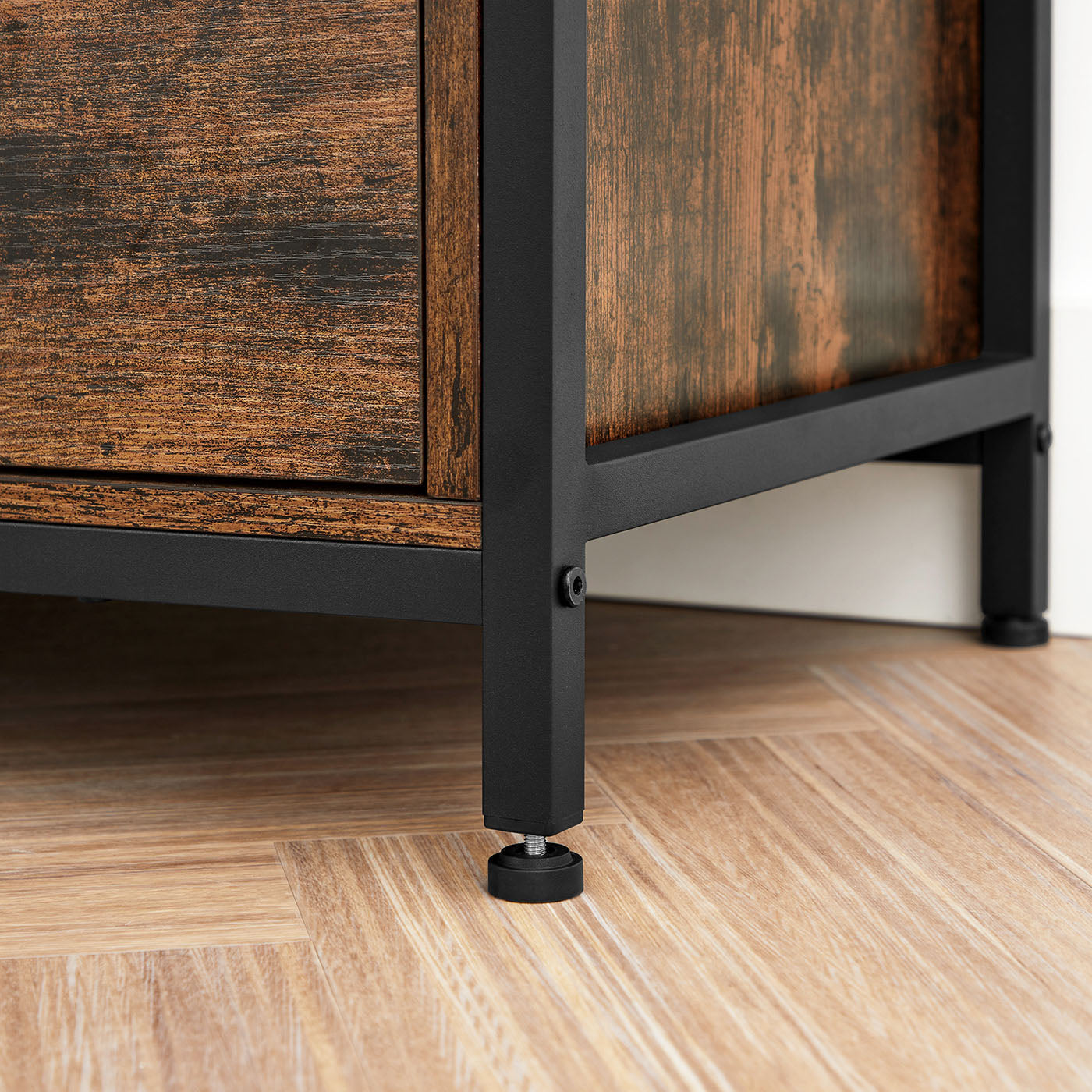 Industrial Brown TV Stand - Wood and Steel - Rustic Brown