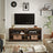 TV Stand - MDF - Rustic Brown and Black - 4 Cubby Design with Adjustable Shelves and Cable Management