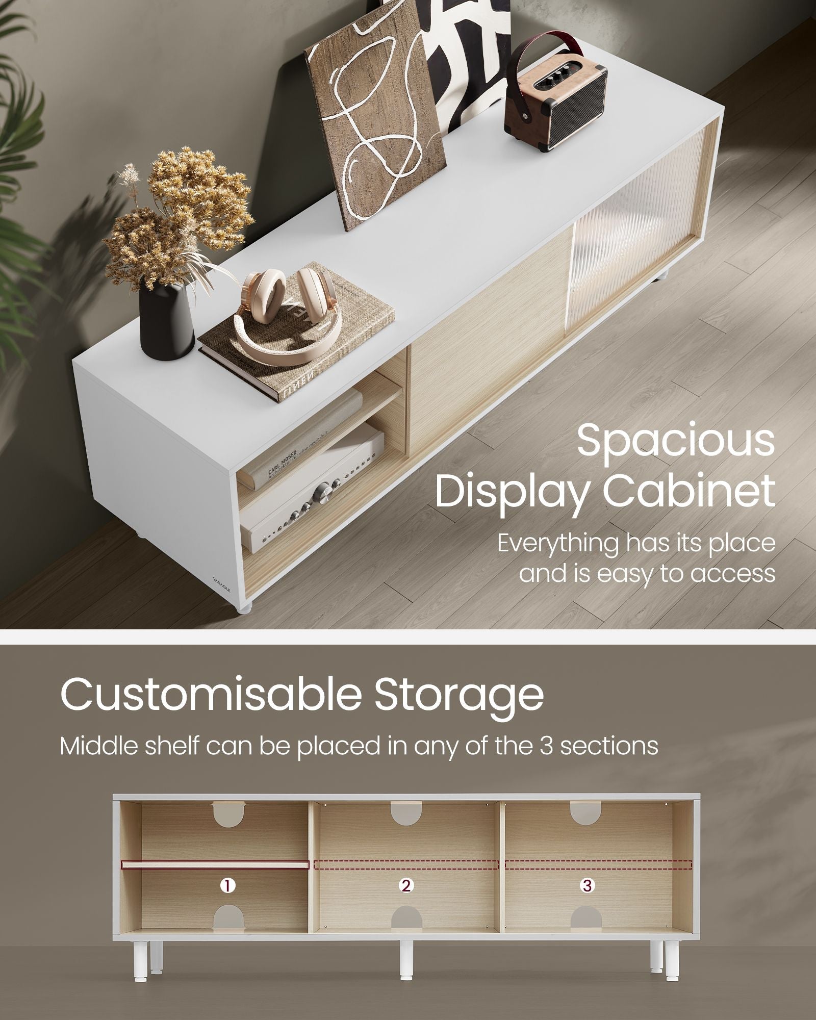 TV Stand - Wood - Ash Brown and Ink Black