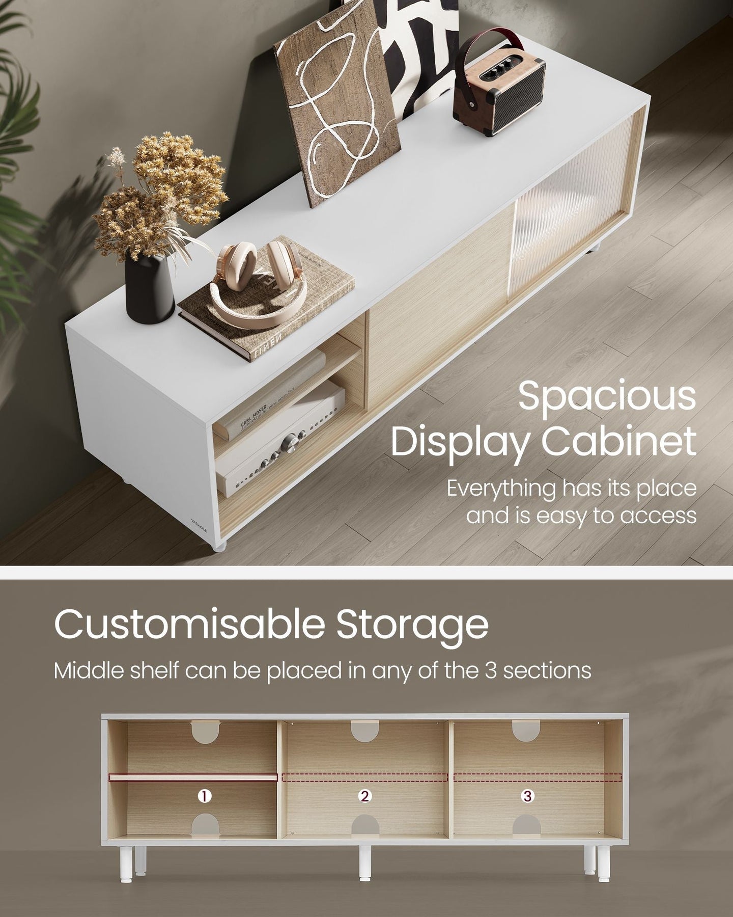 TV Stand - Wood - Ash Brown and Ink Black
