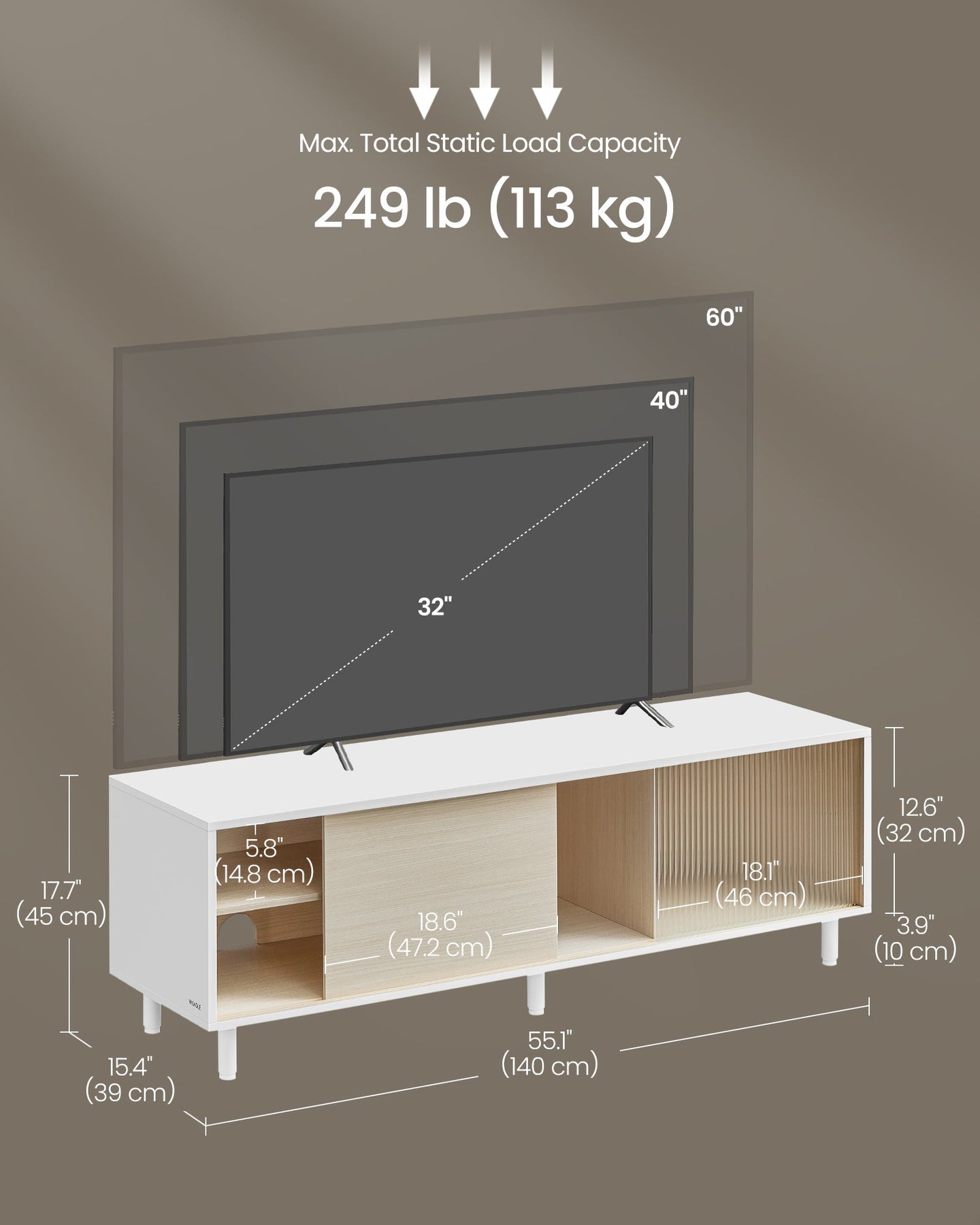 TV Stand - Wood - Cloud White