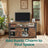 Media Console Table - Engineered Wood - Rustic Brown and Black - Sliding Barn Doors