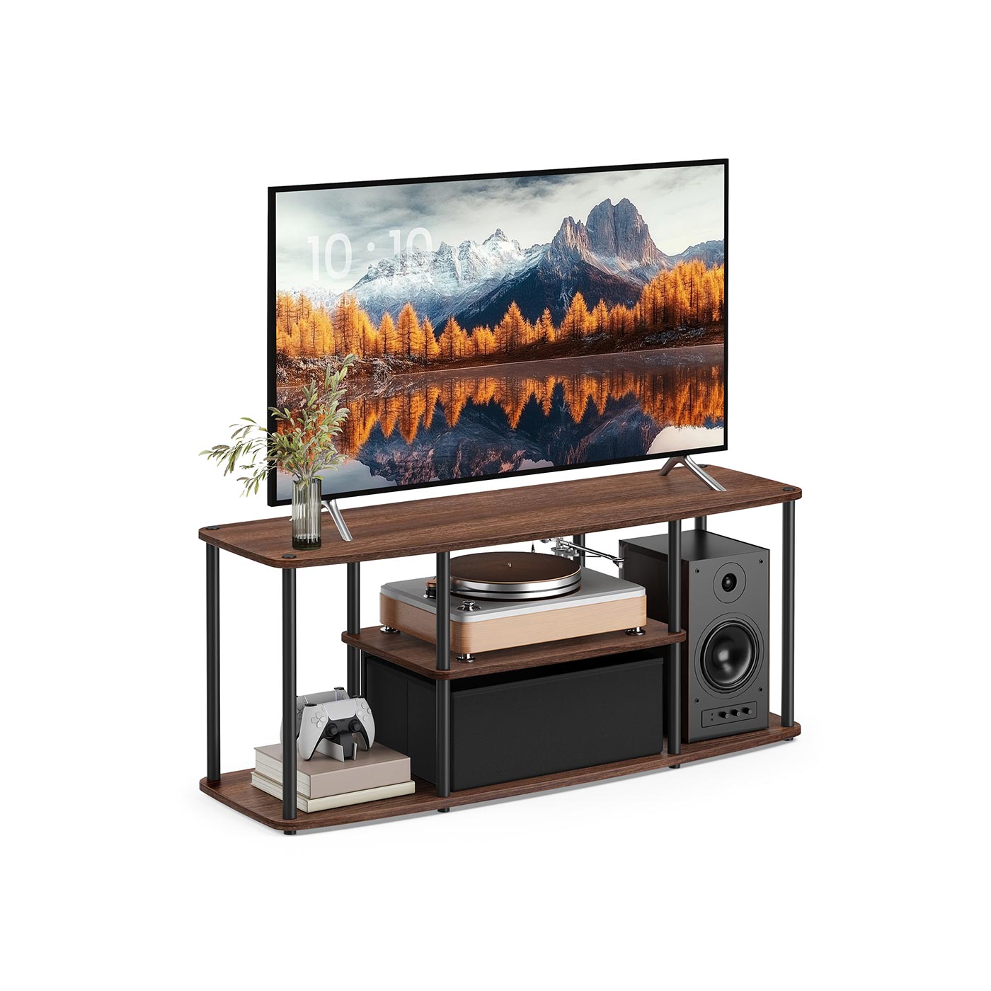 TV Stand - Wood - Natural Walnut - Toolless Assembly for TVs up to 50 Inches