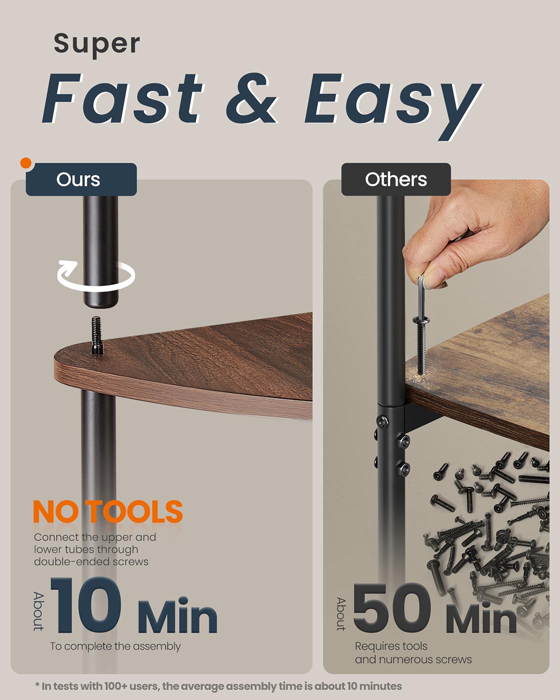 TV Stand - Wood - Natural Walnut - Toolless Assembly for TVs up to 50 Inches