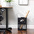 Umbrella Stand - Metal - Black - Rectangular with Removable Drip Tray and 4 Hooks