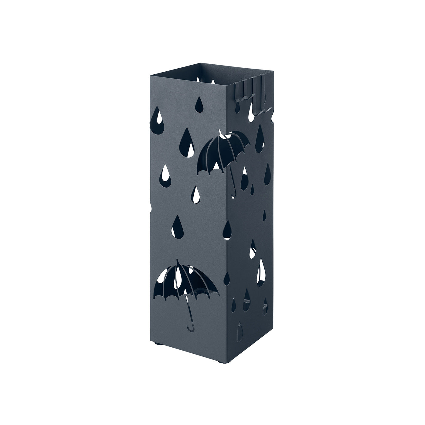 Umbrella Stand - Metal - Anthracite Grey - Square Design with Drip Tray and Hooks