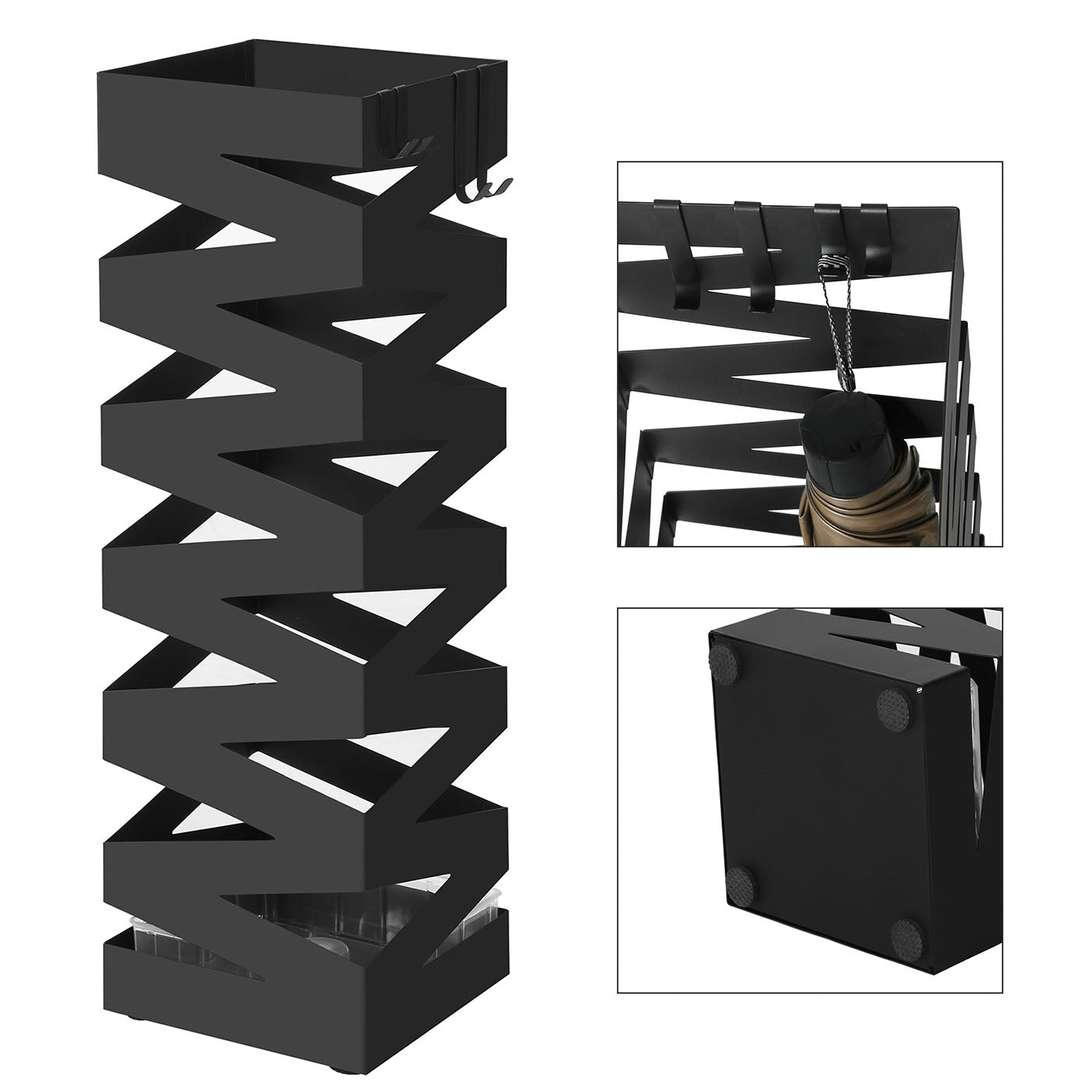 Umbrella Rack - Metal - White - Includes Hooks and Drip Tray