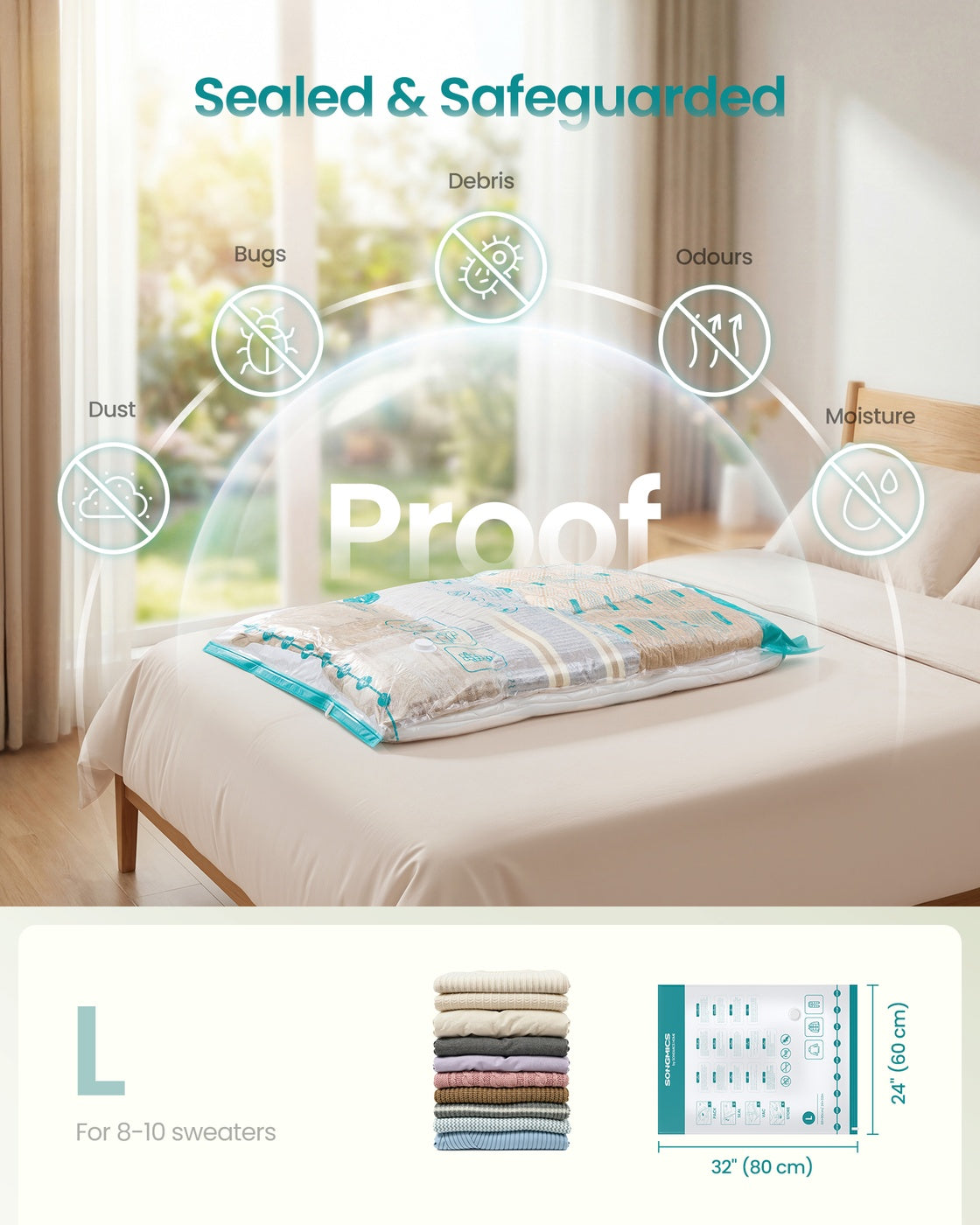 Vacuum Seal Suction Bags for Clothes Bedding Travel - PA Plastic and PE Plastic - Transparent