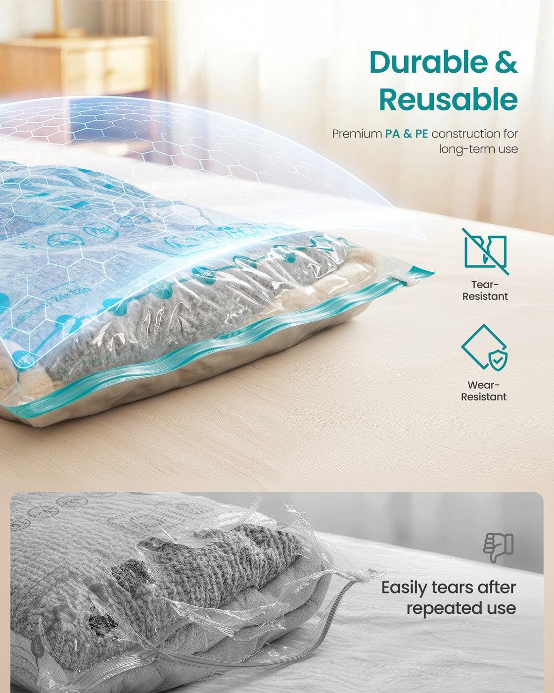 Vacuum Storage Bags Pack - Transparent