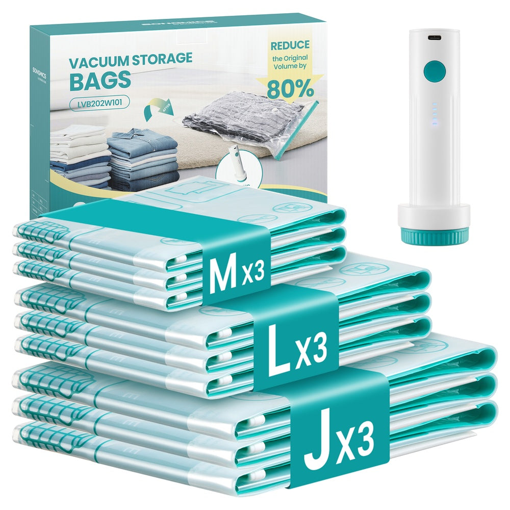 Vacuum Storage Bags 9 Pack - PA Plastic and PE Plastic - Transparent