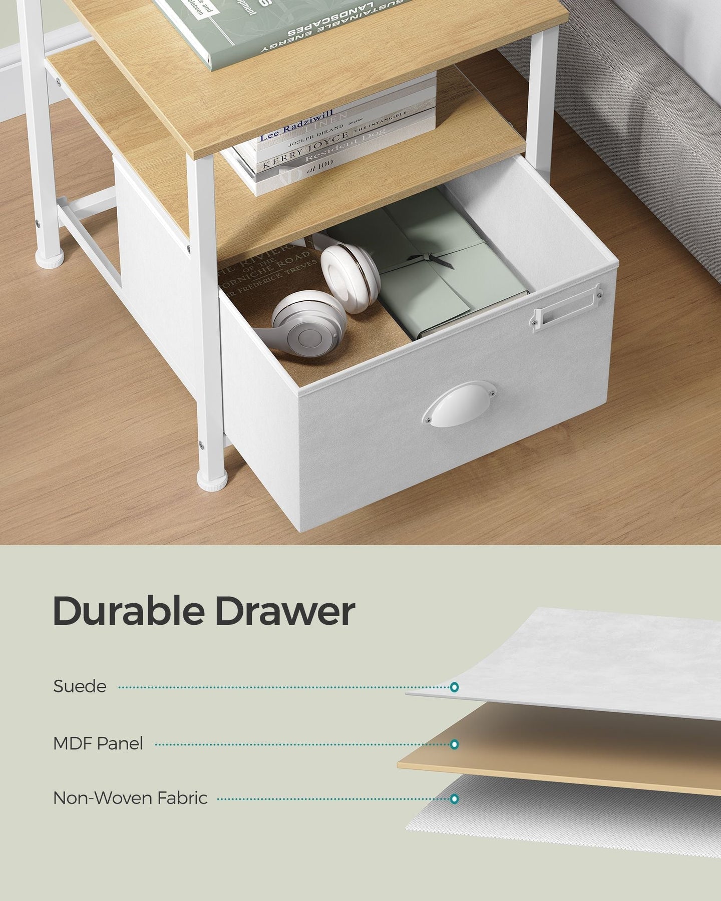 Nightstand - Oak - Beige and Cloud White