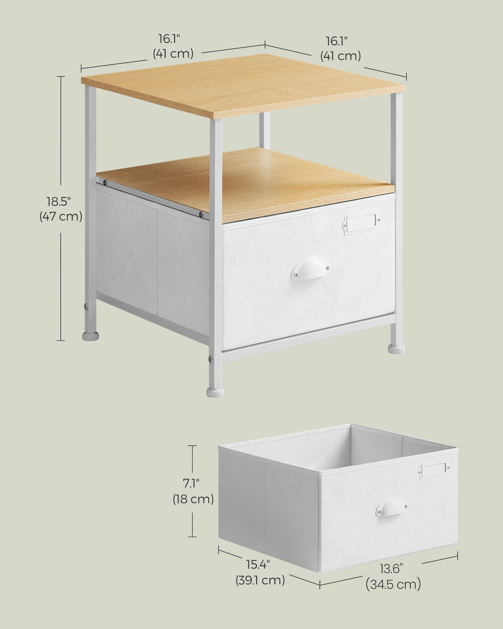 Nightstand - Oak - Beige and Cloud White