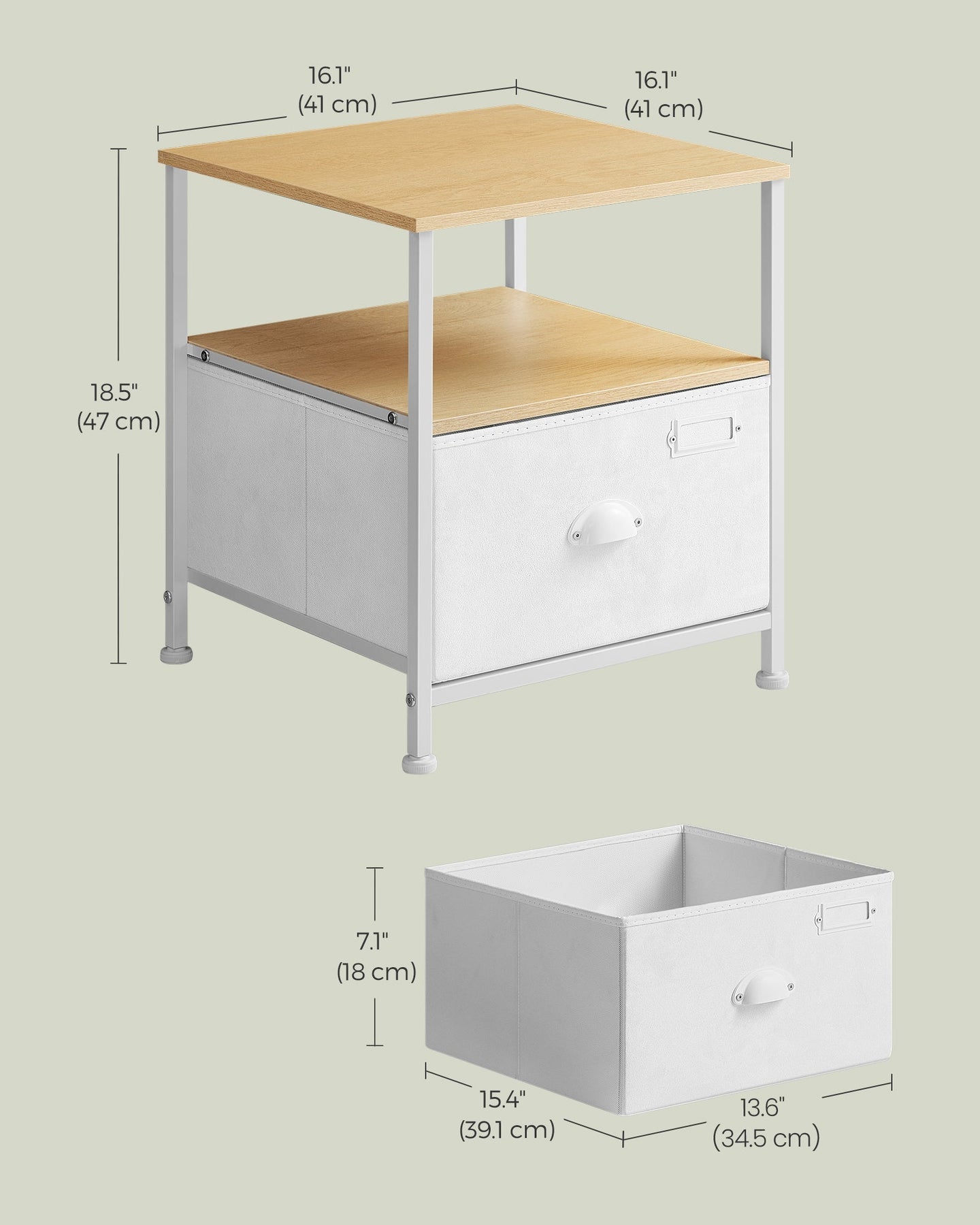 Nightstand - Oak - Beige and Cloud White