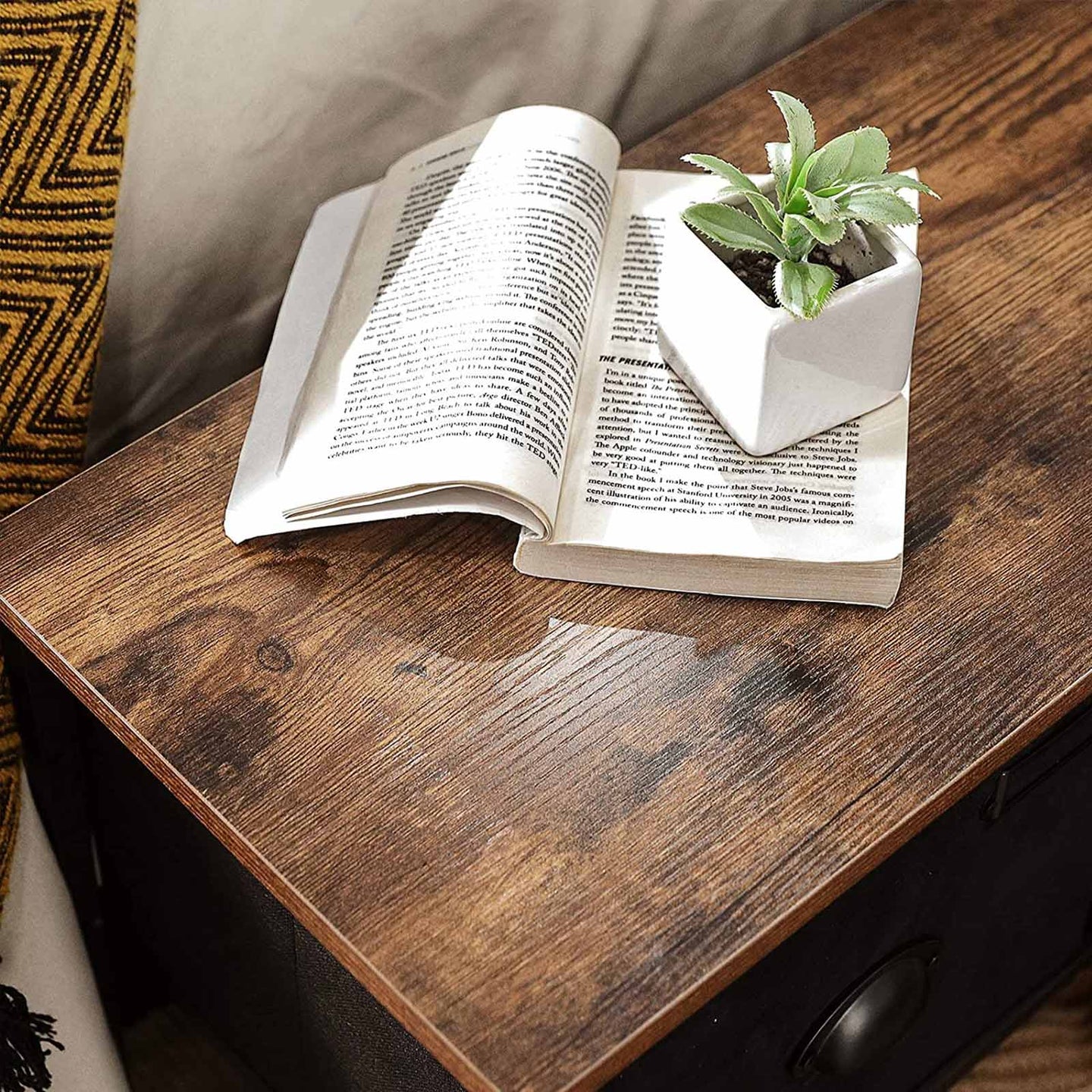 Wide Storage Dresser - Fabric - Rustic Brown and Black - 6 Drawers
