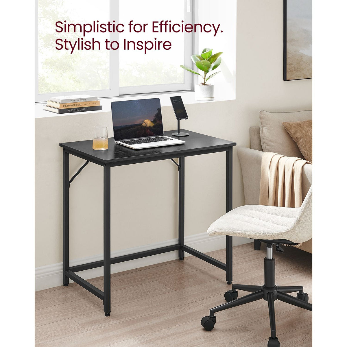 Computer Desk - Steel - Hazelnut Brown and Black - Lightweight Design