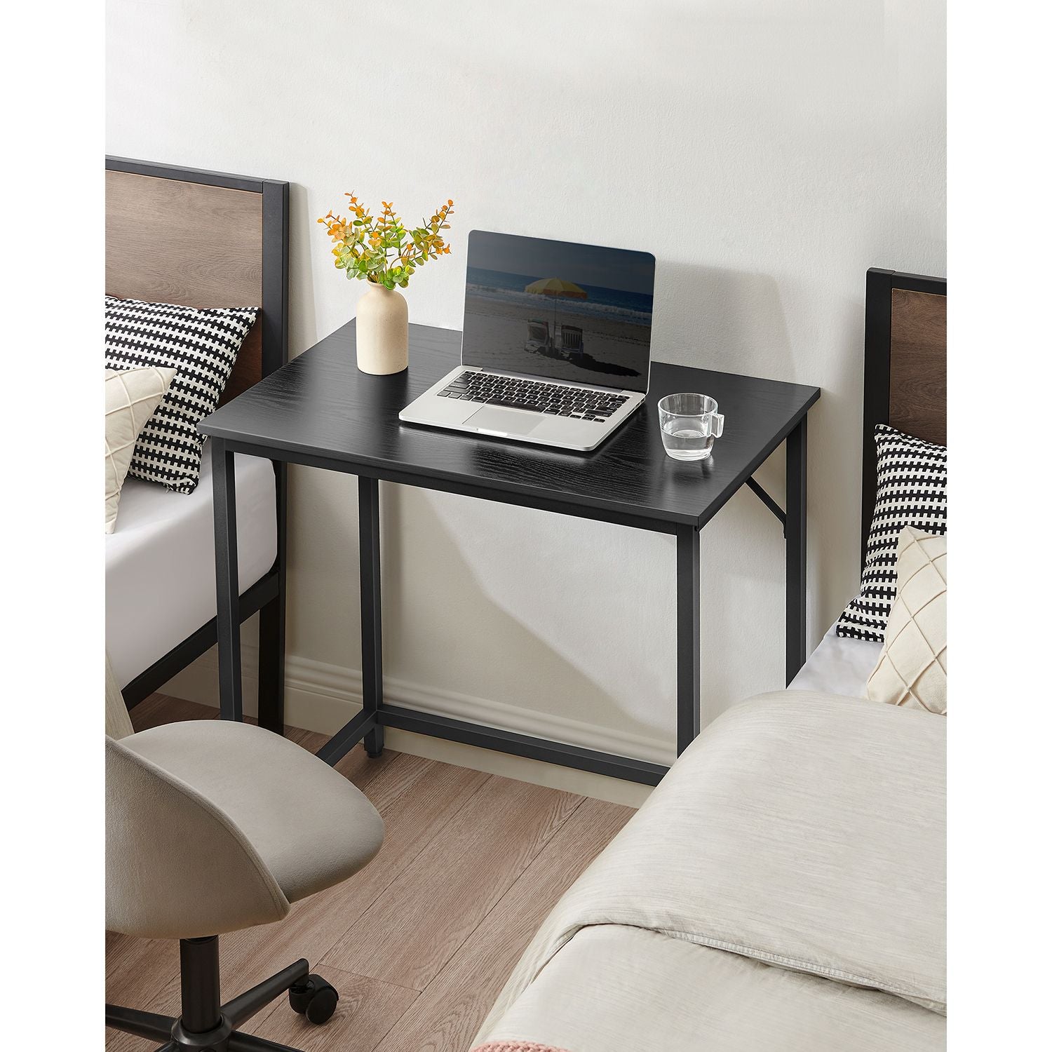 Computer Desk - Steel - Hazelnut Brown and Black - Lightweight Design