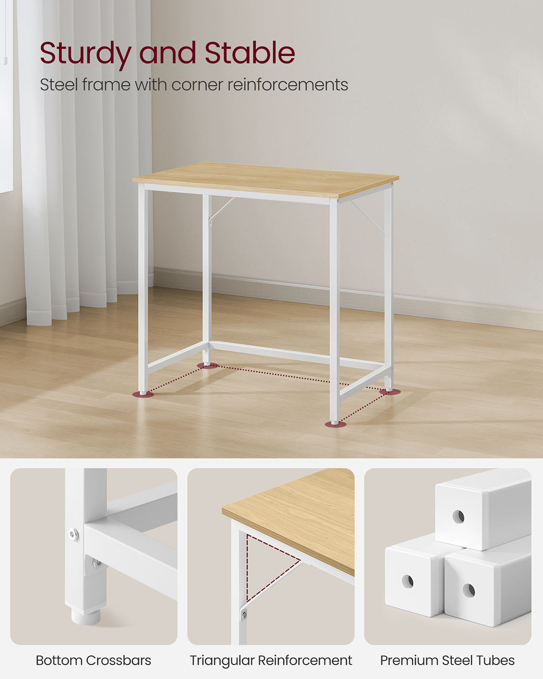 Computer Desk – Compact Design – Steel Frame