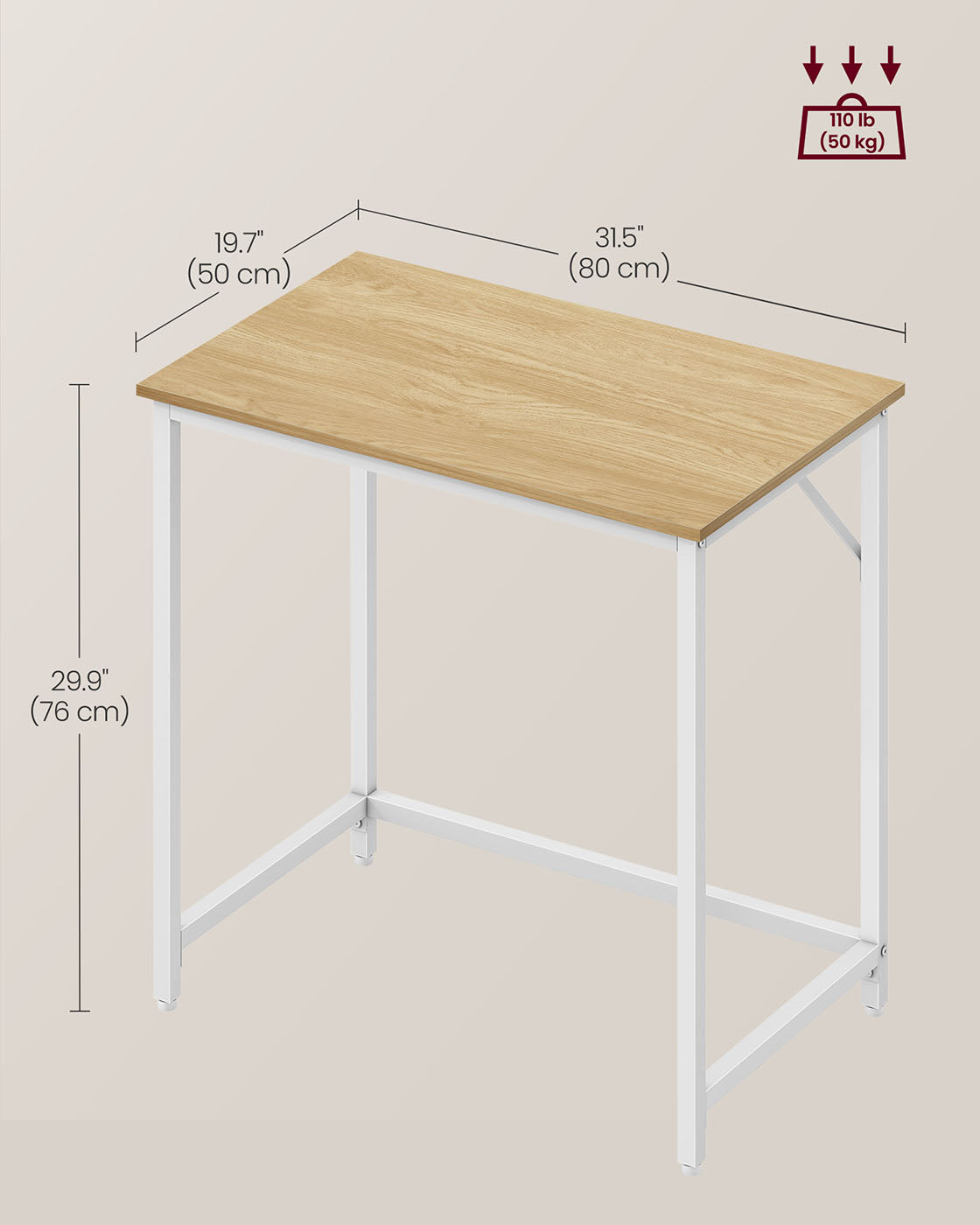 Computer Desk - 80 cm Wide - Natural Oak